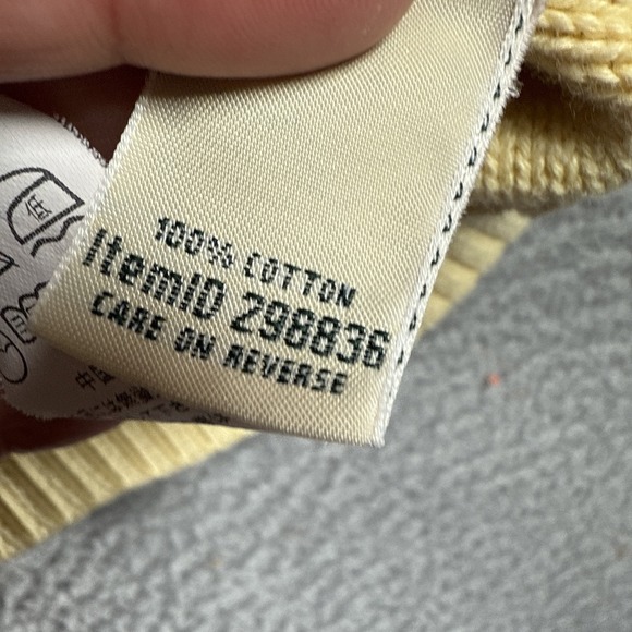 LL Bean Cardigan Sweater Womens XL Yellow Double L Cable Knit Full Zip Fisherman - Picture 7 of 12